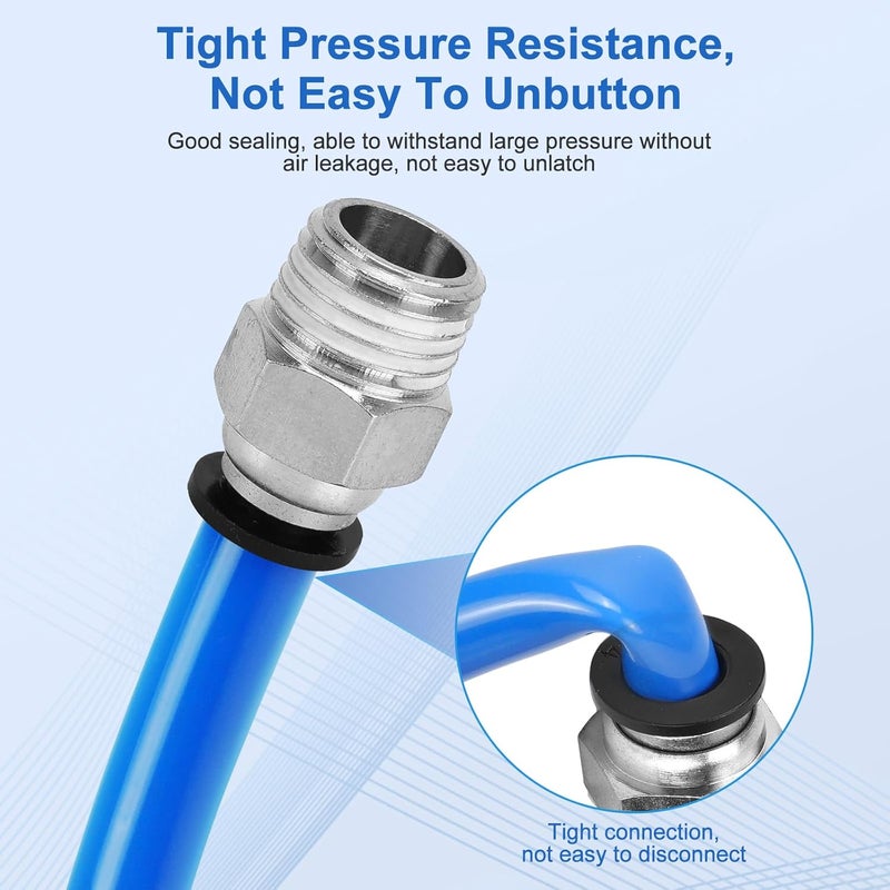 cnaodun 12 Pcs Push to Connect Fittings 1/4 Inch Tube OD x 1/4 Inch NPT Thread Pneumatic Male Straight and Elbow Quick Connect Air line fittings - Image 4